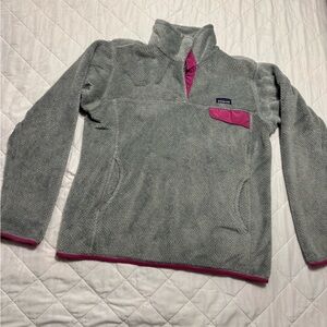 Patagonia Gray Fleece with Pink Trim